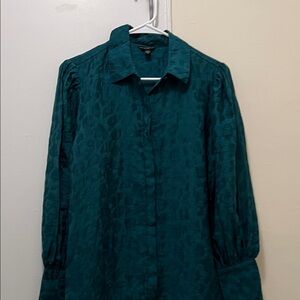 GuessTeal Jacquard Long-Sleeve Button-Down Shirt